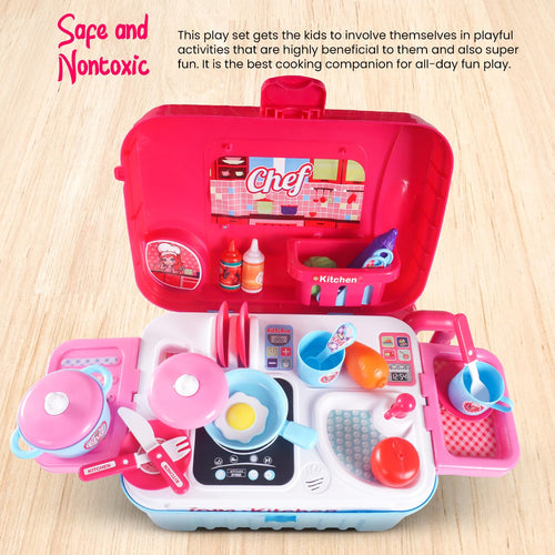 Baybee 3 in 1 Kitchen Set for Kids, Portable Pretend Play Little Chef Set Toys BAYBEE