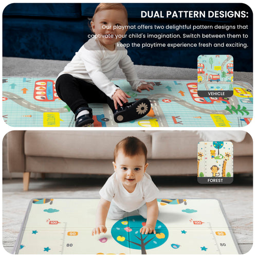 Travel Wonderer Theme Baby Double Sided Play Mat Foldable Crawling Mat Size W-180cm X H-120 cm -  Assorted Themes BAYBEE