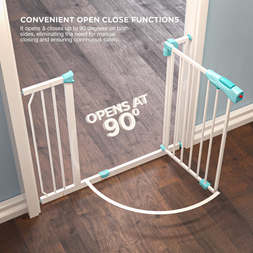 Baybee Auto Close Baby Safety Gate for Kids, Extra Tall Baby Fence Barrier Dog Gate with Easy Walk-Thru Child Gate | Baby Gate for House, Stairs, Door | Safety Gate for Baby (Green (75-85 +10cm)) Baybee India