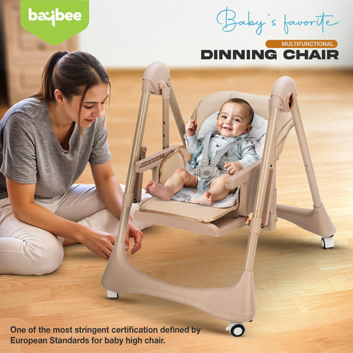 Baybee Nivio Convertible 3-in-1 Baby High Chair for Kids, Baby Swing Chair with 5 Height Adjustable, Footrest, Tray, 160° Recline, Safety Belt & Wheels Baybee India