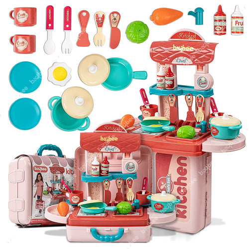 Baybee 3 in 1 Kitchen Set for Kids Portable Pretend Play Little Chef Plastic Toys BAYBEE