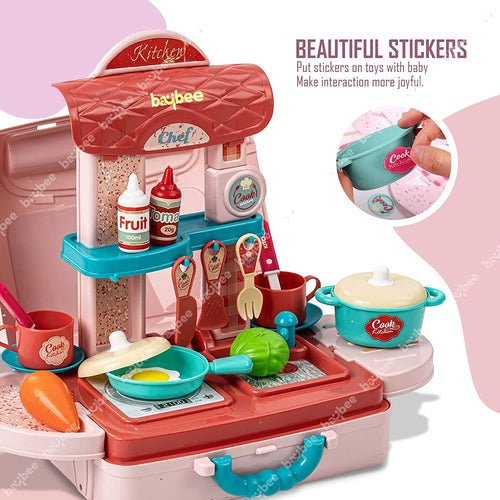 Baybee 3 in 1 Kitchen Set for Kids Portable Pretend Play Little Chef Plastic Toys BAYBEE