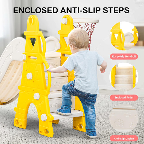 Baybee 2 in 1 Caste Sliders for Kids, Foldable Garden Kids Slider with Basketball Hook Baybee India