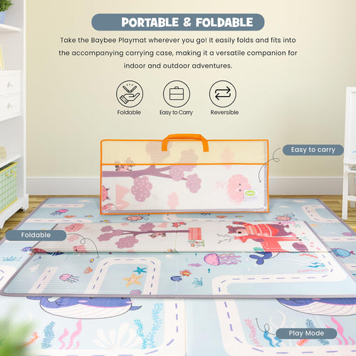 Baybee Crawling Foldable Kids Play Mat for Babies Size 180x150CM - Assorted Themes BAYBEE