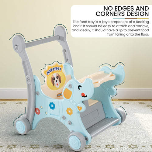 Baybee 3 in 1 Puppy Baby Rocking Chair for Kids | Baby Rocker Rider Toy for Kids with Food Tray, Seat Belt & Backrest BAYBEE