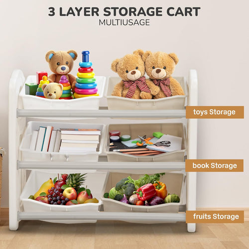BAYBEE Toy Storage Organizer for Kids Room, Multi-Purpose Toy Storage Box with 6 Bins, Baby Storage Rack, Kids Bookshelf, Perfect for Home Play Schools & Kindergarten, Book Storage Rack for Toddlers BAYBEE
