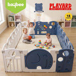 Baybee 2-in-1 Foldable Kids Playpen (18 Panel)with Basketball Set & Sensory Toys Baybee India