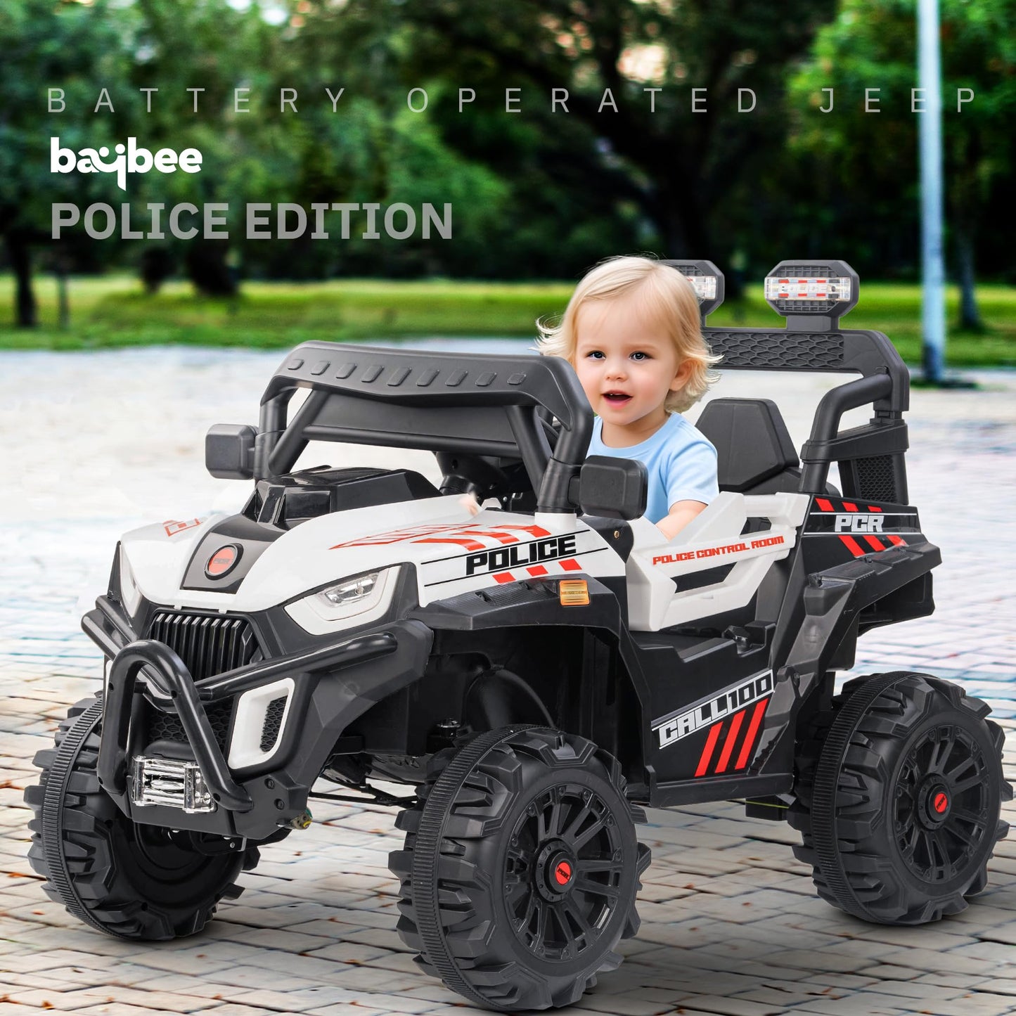 Baybee Police Edition Battery Operated Jeep for Kids, Ride on Baby Car with Music & Light | Kids Jeep Rechargeable Battery Car