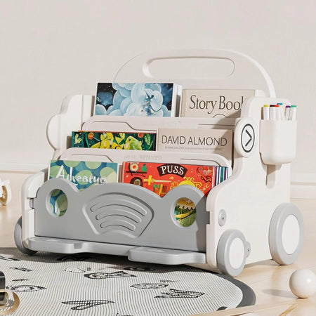 Baybee 3 in 1 Baby Push Walker for Kids, Bookshelf for Kids Room, 3-Tier Toy Book Storage Rack BAYBEE