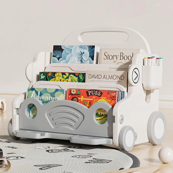 Baybee 3 in 1 Baby Push Walker for Kids, Bookshelf for Kids Room, 3-Tier Toy Book Storage Rack