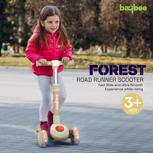 Baybee Taz Skate Scooter for Kids, Smart 3 Wheel Kids Scooter with Height Adjustable & Music | Kick Scooter with LED PU Wheels, Rear Brake BAYBEE