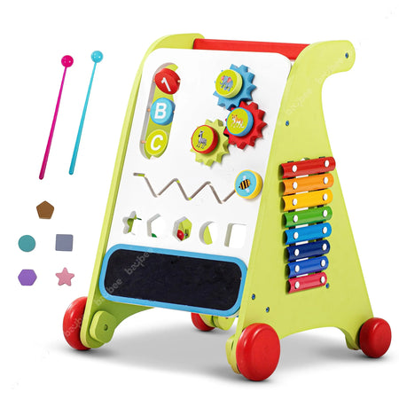 Baybee Wooden Activity Push and Pull Walker for Kids, Learning Sit to Stand Baby Walker BAYBEE