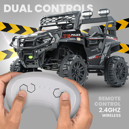 Baybee Police Edition Battery Operated Jeep for Kids, Ride on Baby Car with Music & Light | Kids Jeep Rechargeable Battery Car for 3 to 8 Years Boy Girl BAYBEE