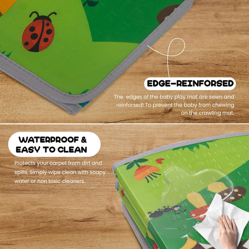 Forest Theme Baby Double Sided Play Mat Foldable Crawling Mat Size W-180cm X H-200 cm Assorted Themes BAYBEE
