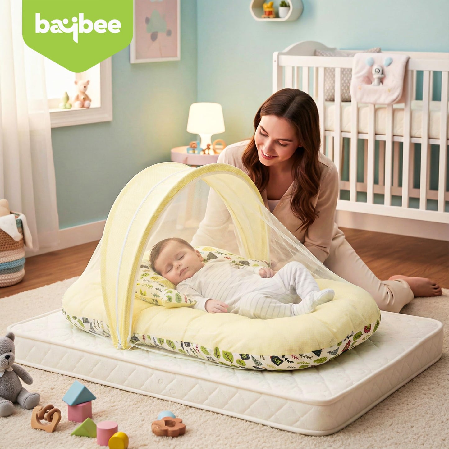 Baybee Baby Bedding Set for New Born Baby, Bed Mattress with Mosquito Net Baybee India