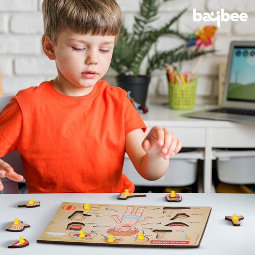 Human Body Anatomy Wooden Puzzle Games for Kids with Easy Pulling Knob BAYBEE