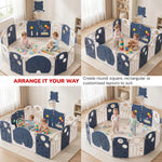 Baybee 2-in-1 Foldable Kids Playpen (18 Panel)with Basketball Set & Sensory Toys Baybee India