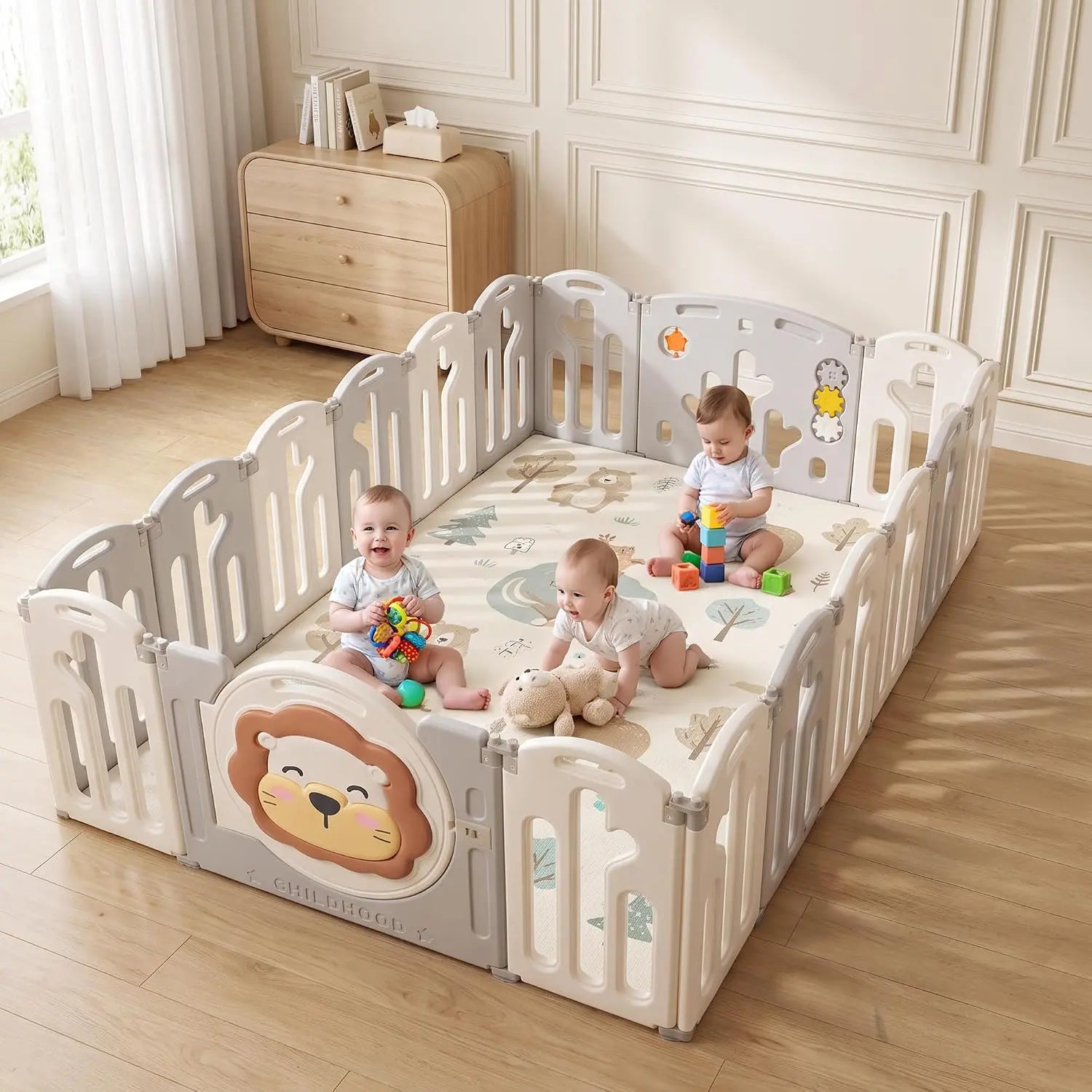 Baybee Lion Kids Playpen for Babies  (20 Panels) Foldable Baby Play Area Indoor Setup