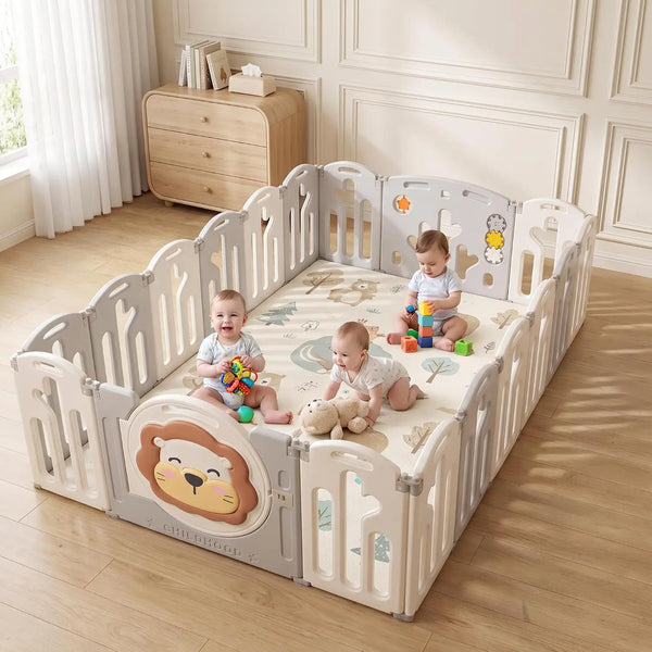 Baybee Lion Kids Playpen for Babies  (18 Panels) Foldable Baby Play Area Indoor Setup