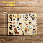BAYBEE Community Helpers Wooden Puzzle Games for Kids with Easy Pulling Knob 10 Pcs BAYBEE