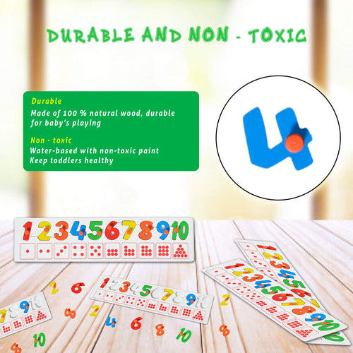 Baybee wooden number Puzzle with 1-10 Count match and colour learning educational board for kids BAYBEE