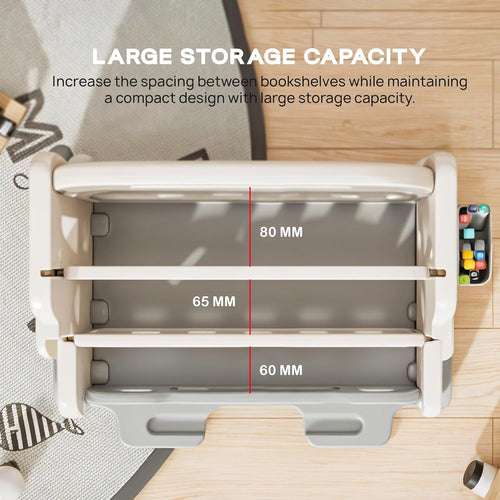 Baybee 3 in 1 Baby Push Walker for Kids, Bookshelf for Kids Room, 3-Tier Toy Book Storage Rack, Toy Organizer, Creative Drawing Board with Pen Holder BAYBEE