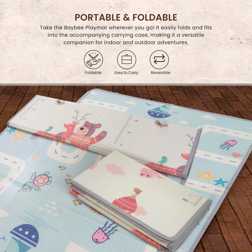 Assorted Themes Baby Double Sided Play Mat Foldable Crawling Mat Size W-180cm X H-120 cm BAYBEE
