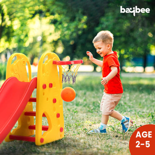 Baybee 3 in 1 Pony Garden Sliders for Kids, Plastic Baby Slide with Basketball Hoop for Kids BAYBEE