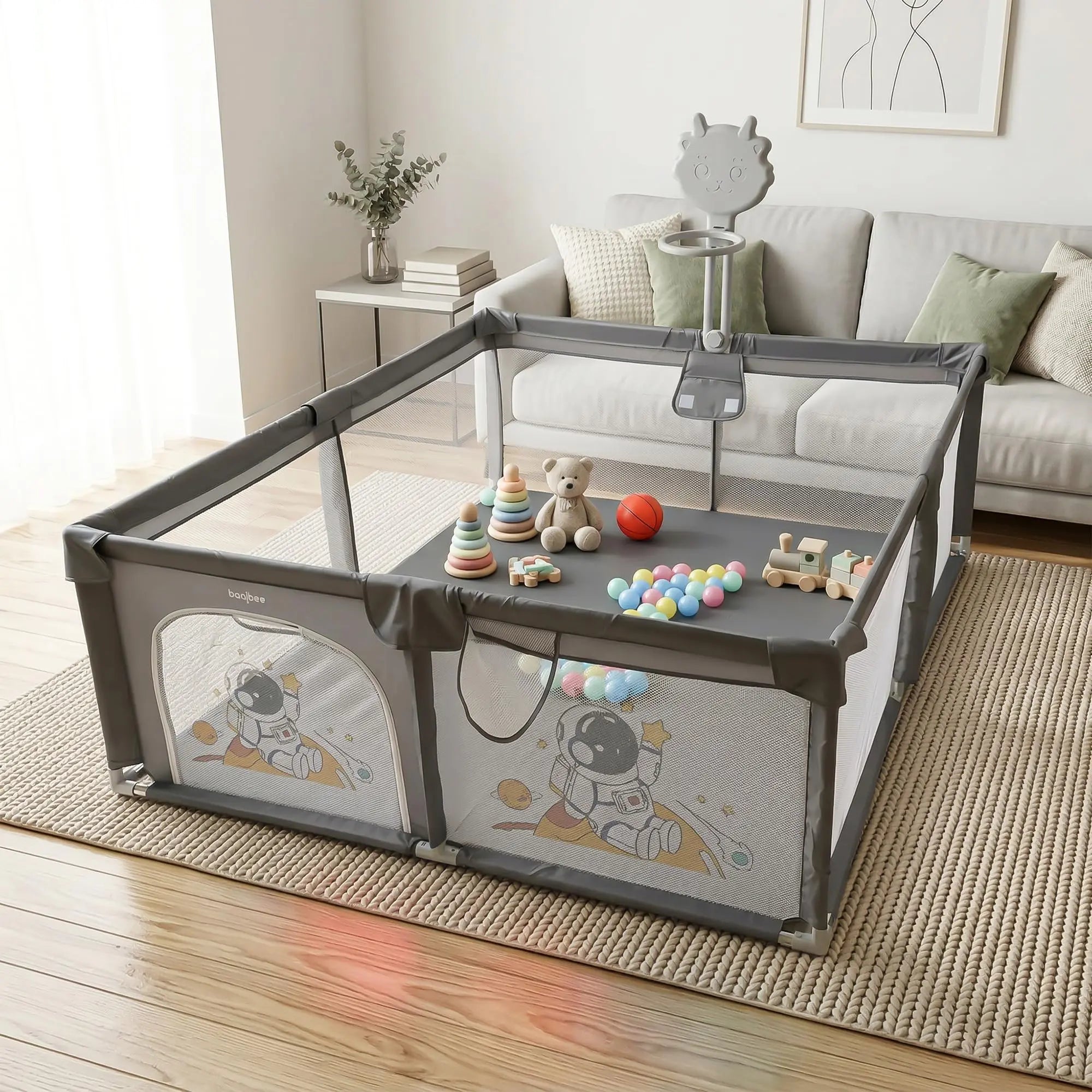Baybee Kids Playpen for Babies with Basket Ball Hoop ( 200x180CM)