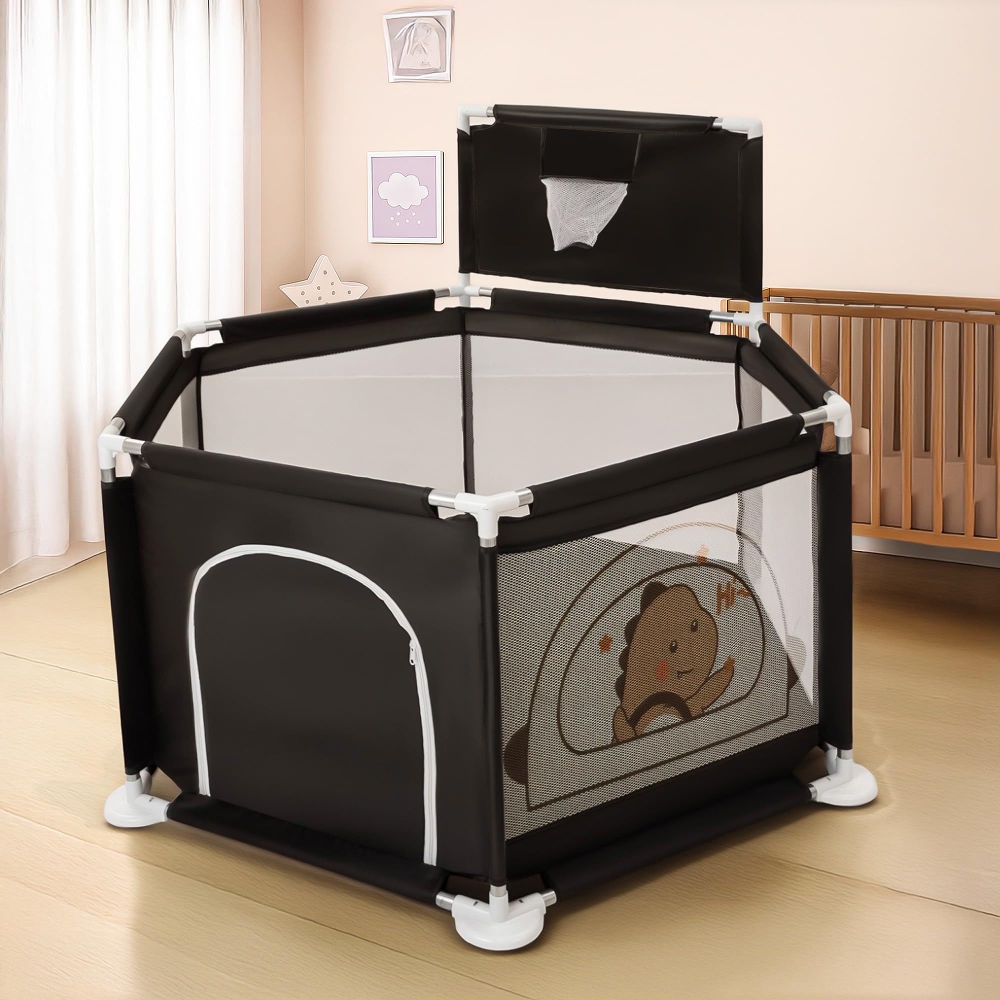 Baybee Neo Plus Kids Playpen for Babies Baby Activity Playards with Basket Ball Hoop
