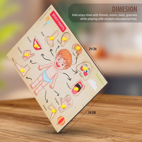 Human Body Anatomy Wooden Puzzle Games for Kids with Easy Pulling Knob BAYBEE
