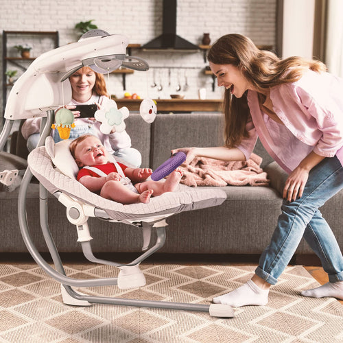 Baybee Strola Automatic Electric Baby Swing Cradle with Adjustable Swing Speed, Soothing Vibrations, Music & Safety Belt BAYBEE