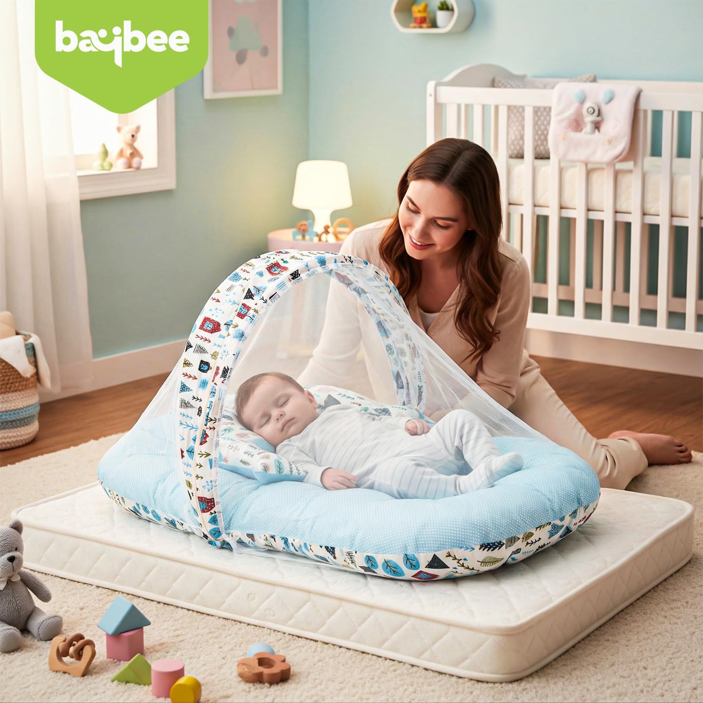 Baybee Baby Bedding Set for New Born Baby, Bed Mattress with Mosquito Net Baybee India
