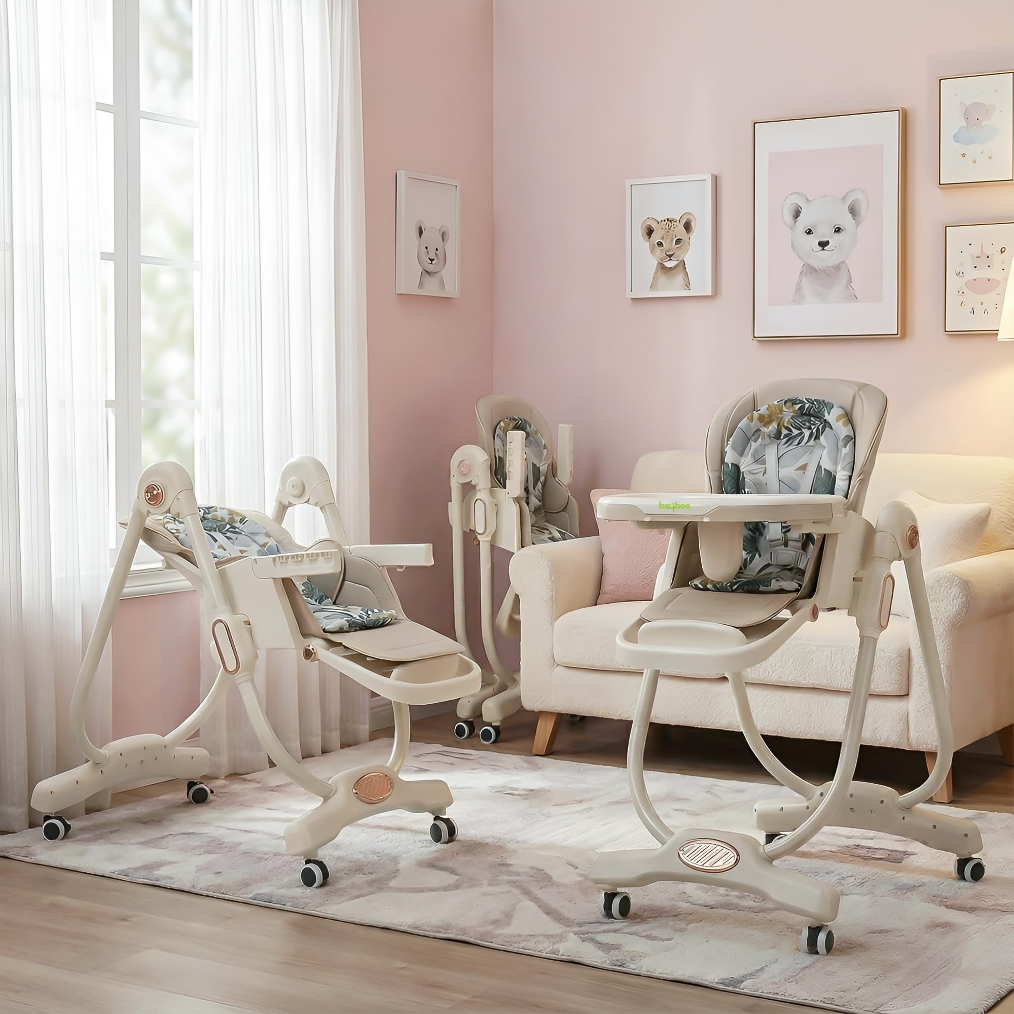 Baybee Tropihigh 4-in-1 High Chair with Adjustable Height, Dining & Lounge Modes