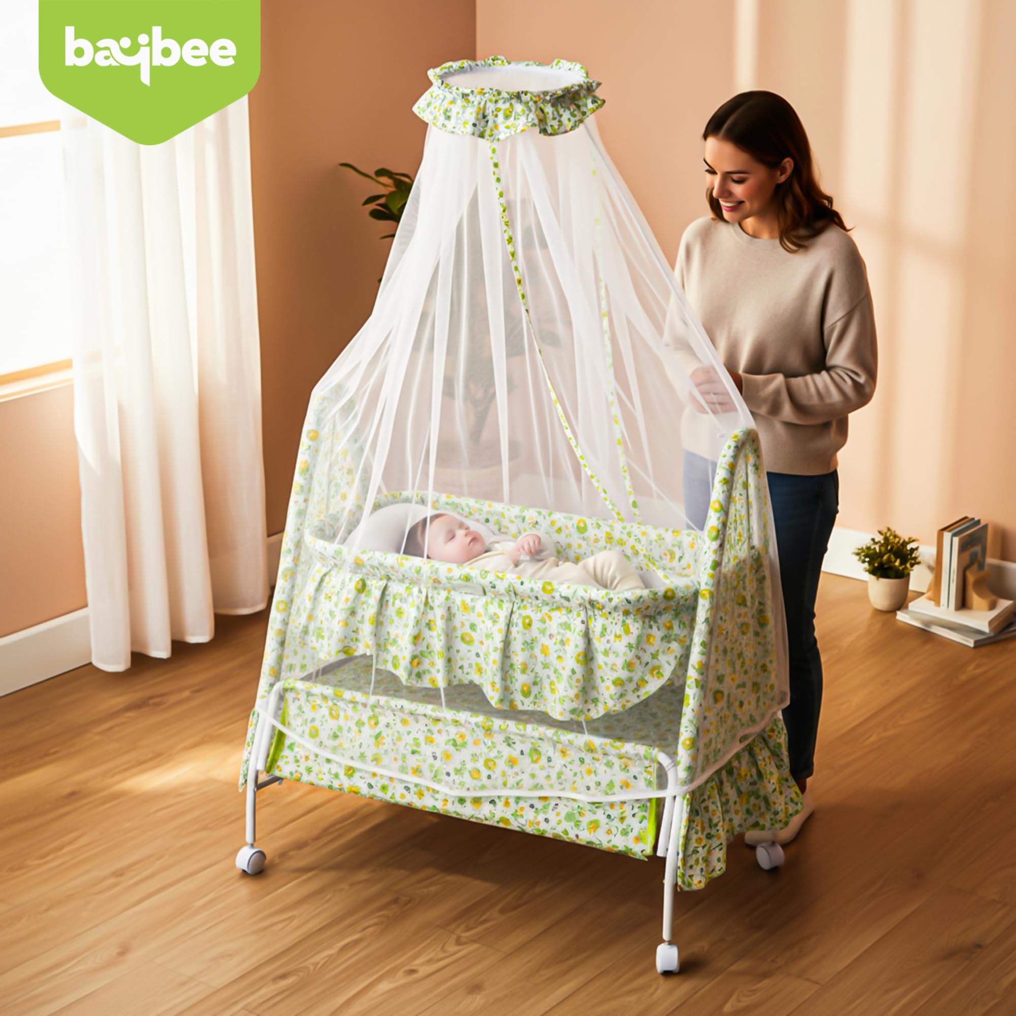 Baybee DOZY Baby Swing Cradle for Newborns with Mosquito Net Portable Infant Palna Jhula Baybee India