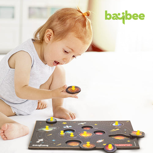 BAYBEE Toddler Solar System Wooden Puzzle for Kids with Planets BAYBEE