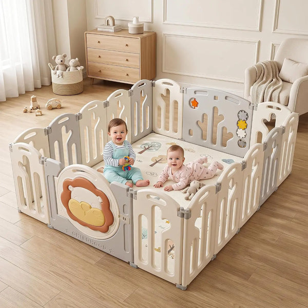 Baybee Lion Kids Playpen for Babies  (16 Panels) Foldable Baby Play Area Indoor Setup