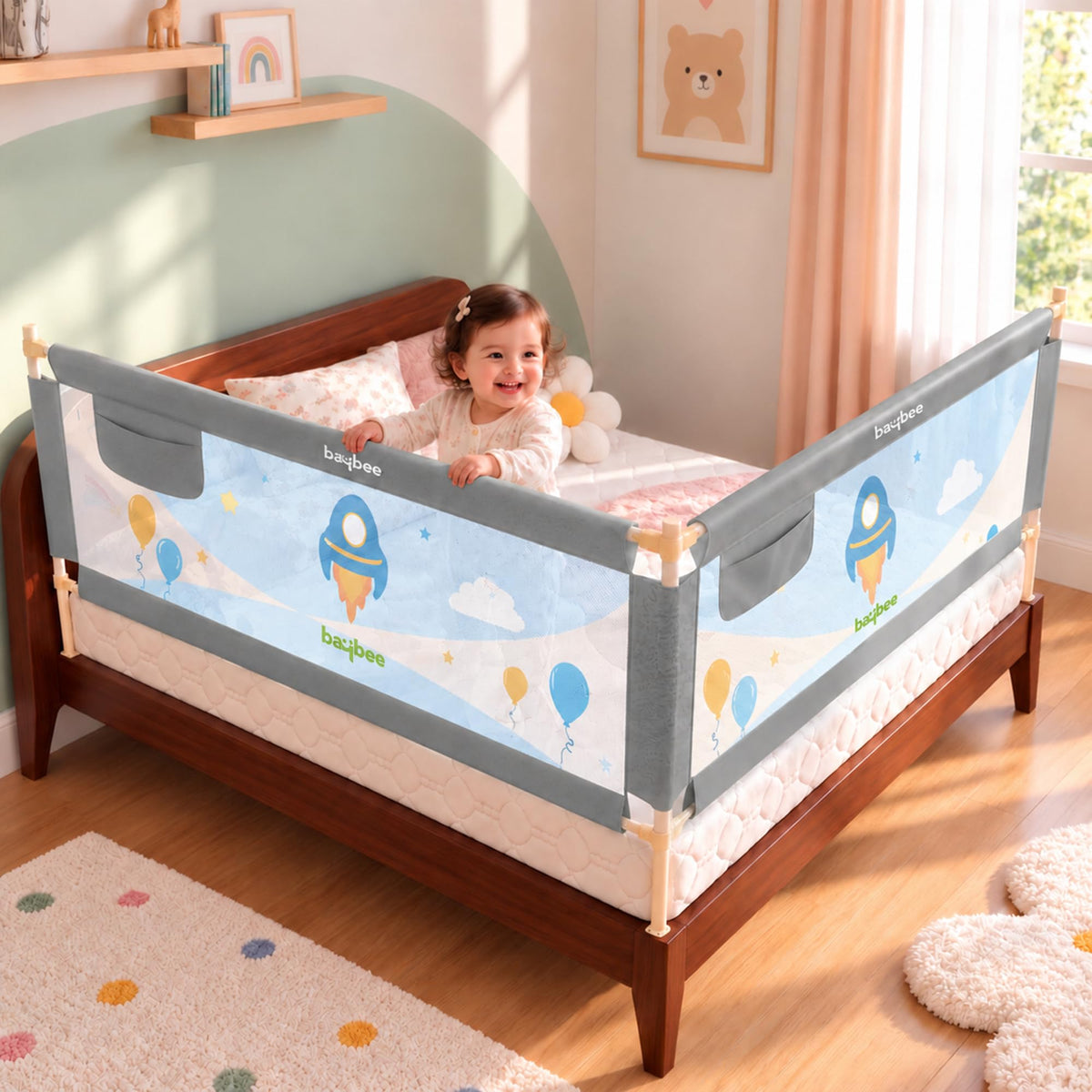 Baybee Bed Railing for Baby Safety Guard for Kids | Bed Side Protector for Baby Falling Guard