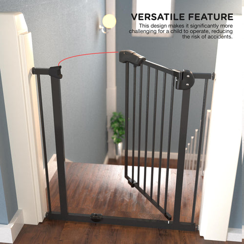 Baybee Auto Close Baby Safety Gate, Durable Staircase Kids Safety Baby Fence Dog Gate Barrier with Easy Walk Child Gate (Black+10Cm) BAYBEE