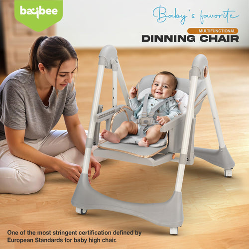 Baybee Nivio Convertible 3-in-1 Baby High Chair for Kids, Baby Swing Chair with 5 Height Adjustable, Footrest, Tray, 160° Recline, Safety Belt & Wheels Baybee India