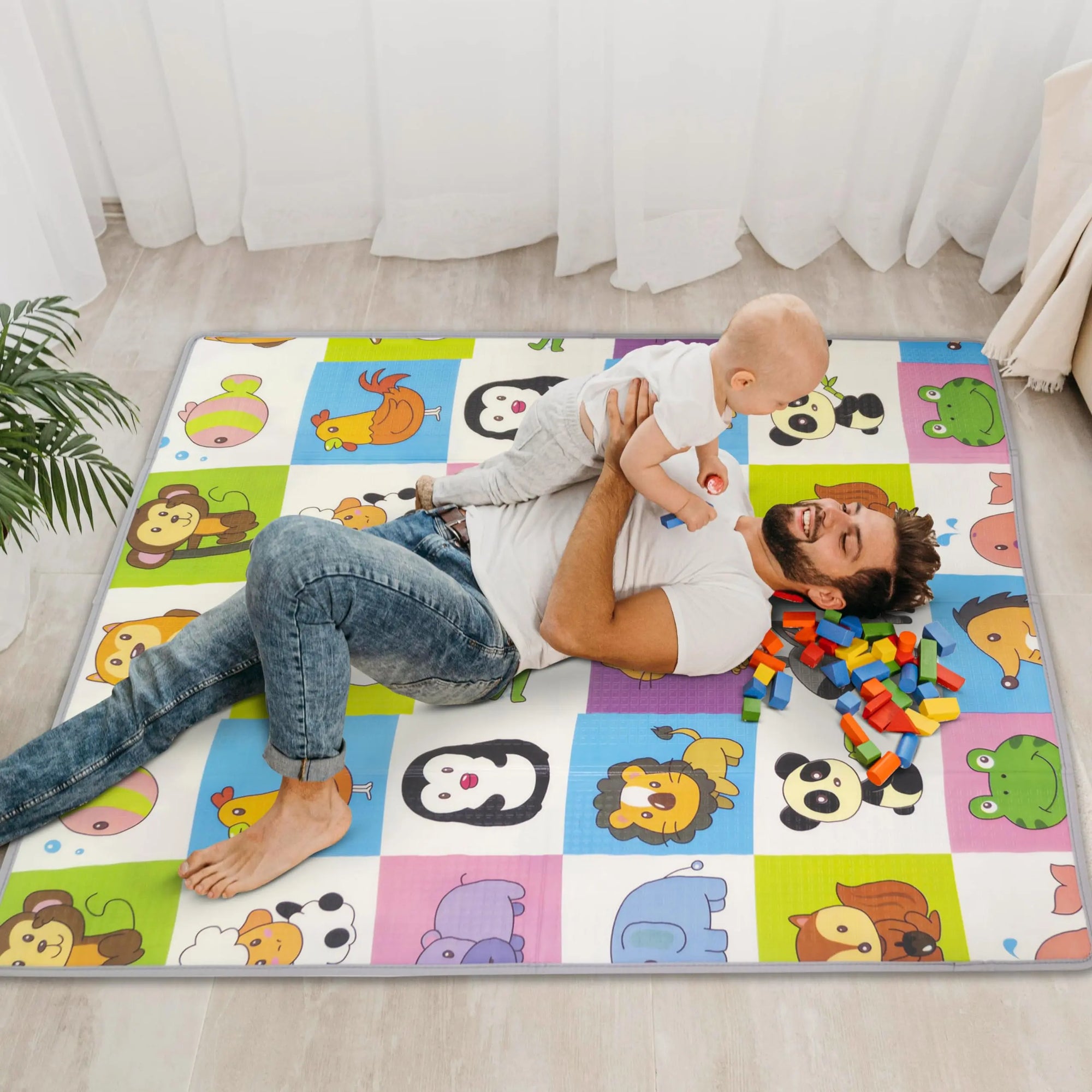 Baybee Wild Animal Theme Baby Double Sided Play Mat Foldable Crawling Mat Size W 180cm X H 150 cm - ( Assorted Themes)