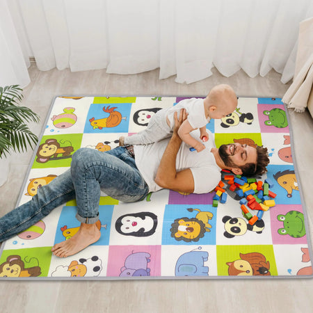 Baybee Wild Animal Theme Baby Double Sided Play Mat Foldable Crawling Mat Size W 180cm X H 150 cm - ( Assorted Themes) BAYBEE