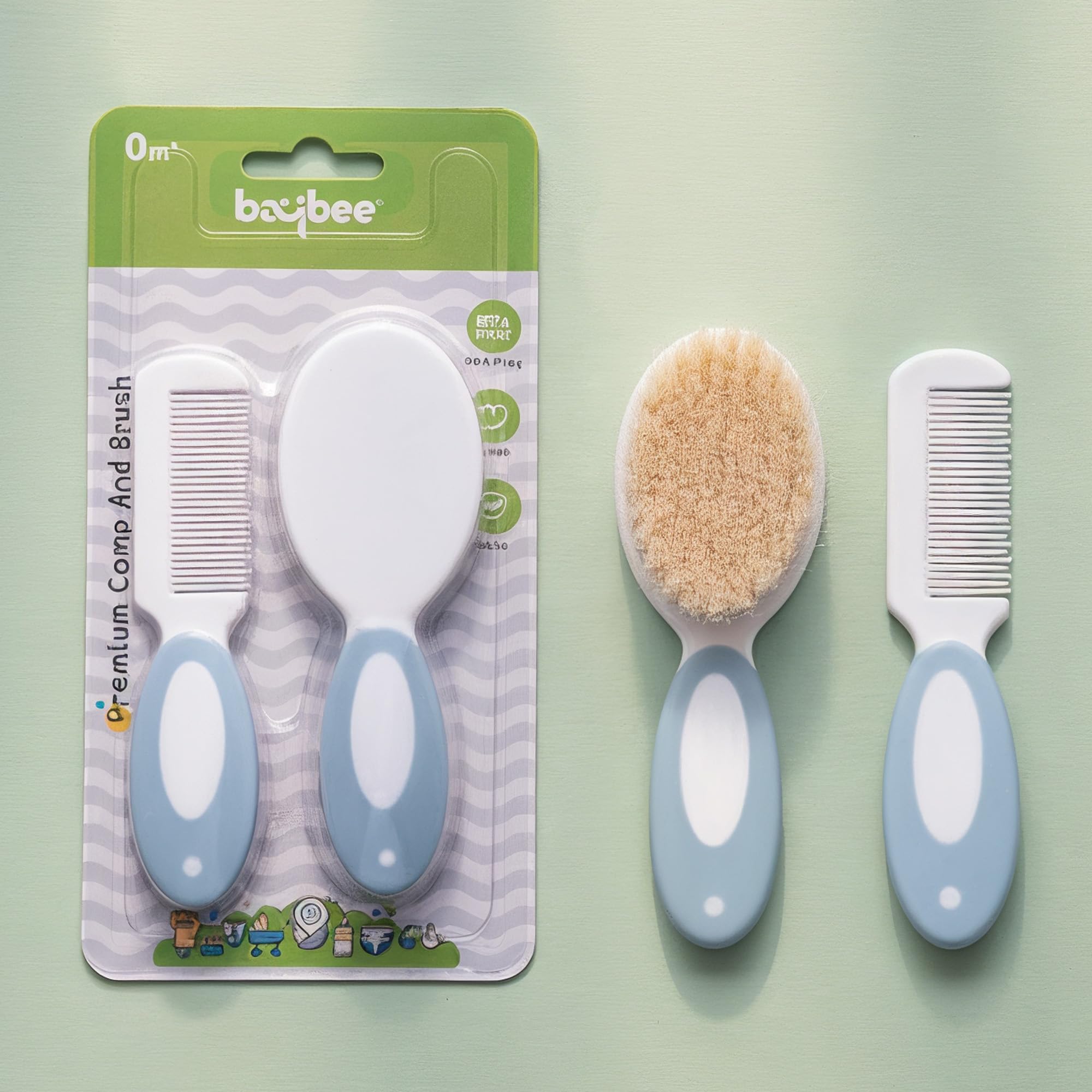 Baybee Premium Baby Hair Brush and Comb Set for Newborns with Ultra Soft Bristles