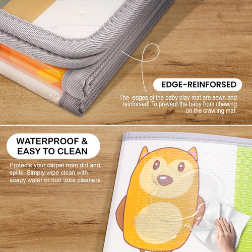 Baybee Baby Double Sided Play Mat Foldable Crawling Mat Size W-180cm X H-200 cm - Assorted Themes BAYBEE