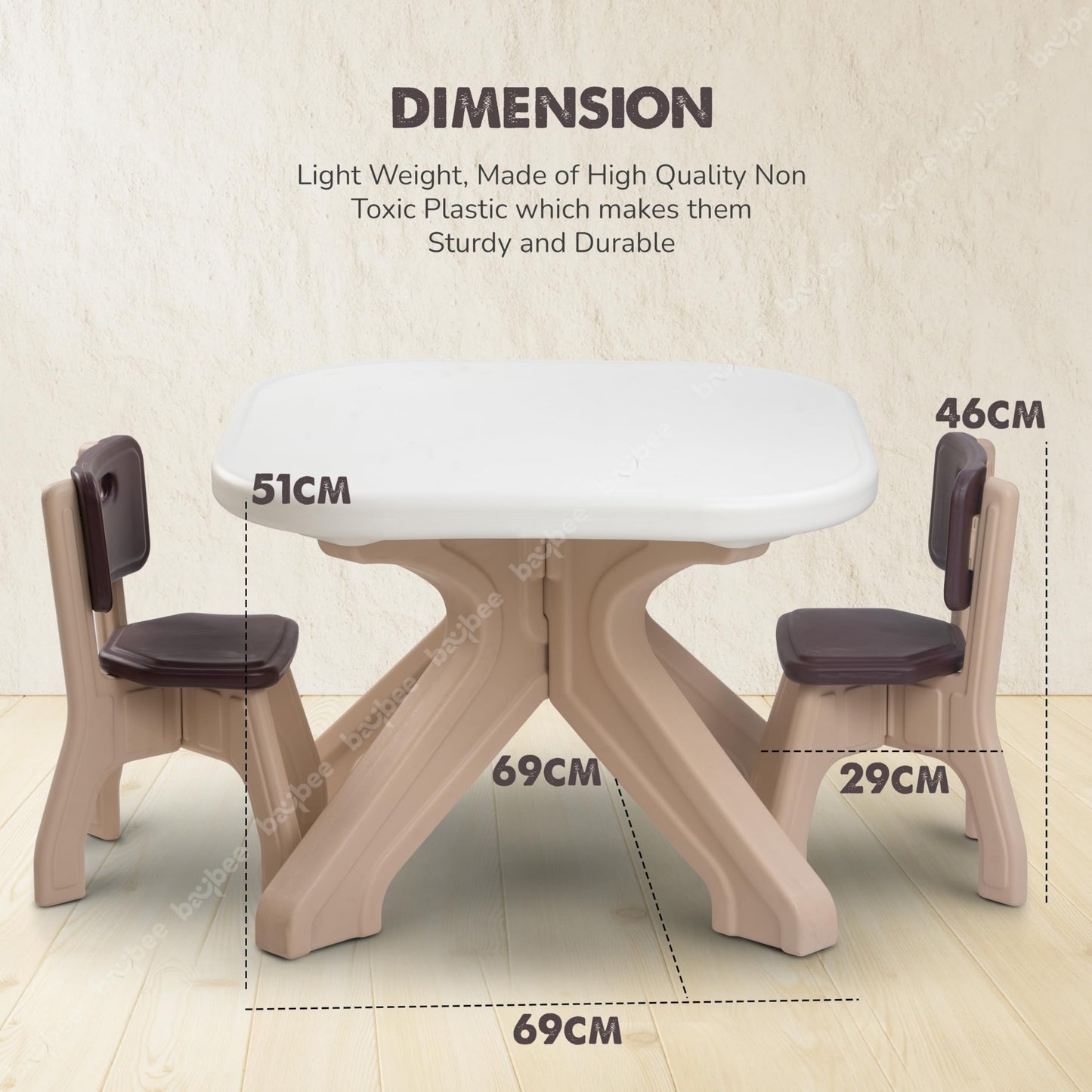 BAYBEE Deskzy Kids Study Table for Students with 2 Chair Set, Foldable Desk & Chair Set for Kids at Home or School | Reading & Writing Study Table for Kids