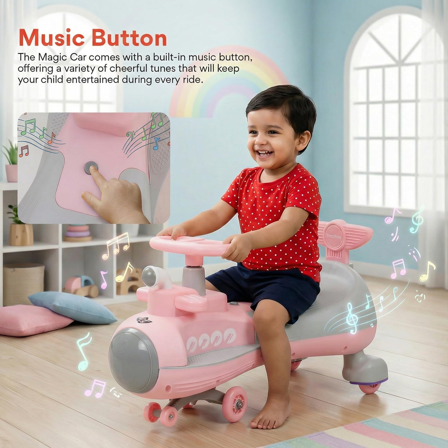 Baybee Diver Baby Swing Cars for Kids Twister Ride on Kids Car with RGB Lights - Baybee India