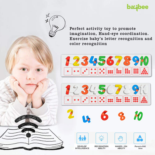 Baybee wooden number Puzzle with 1-10 Count match and colour learning educational board for kids BAYBEE