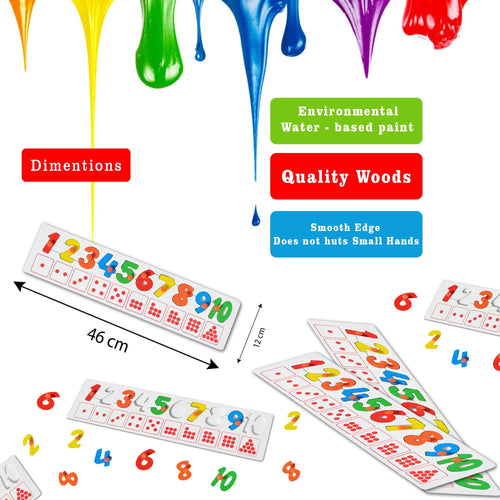 Baybee wooden number Puzzle with 1-10 Count match and colour learning educational board for kids BAYBEE