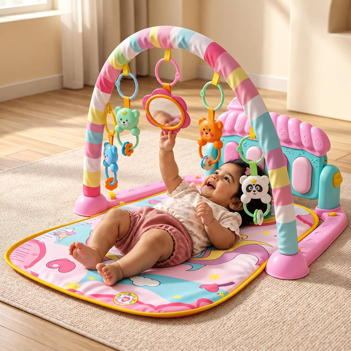 Baybee 2 in 1 Play Gym for Babies Baby Play Mat with Music & Lights
