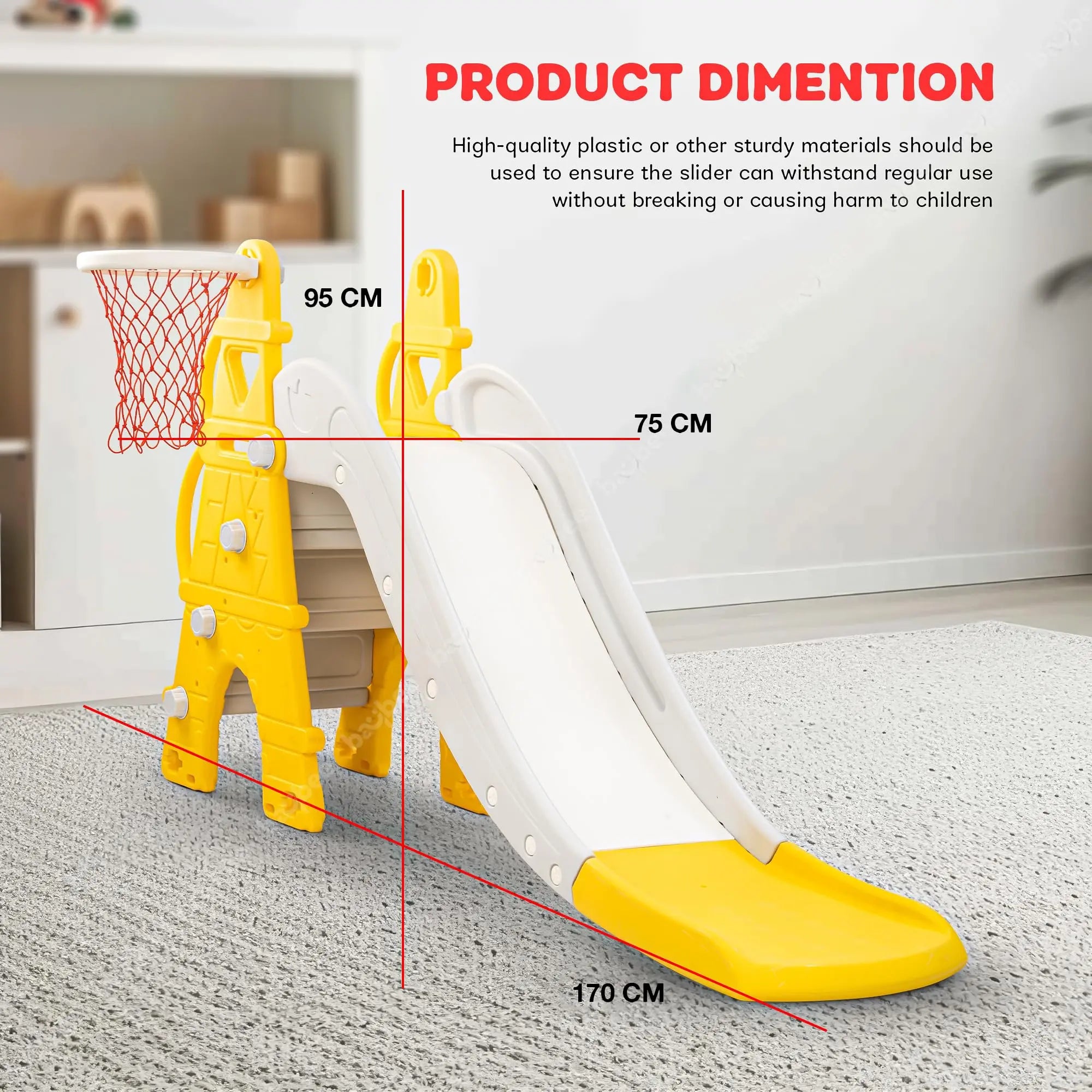 Baybee 2 in 1 Caste Sliders for Kids, Foldable Garden Kids Slider with Basketball Hook Baybee India